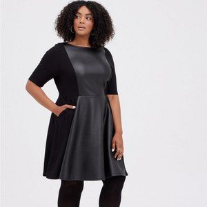 Torrid  Skater Dress - Luxe Ponte Coated Black